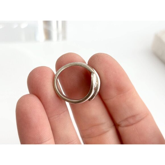 White Guilloche Wrap Siam Thai 925 Sterling Silver Vintage Ring - sz 5.25 - Picture 5 of 14